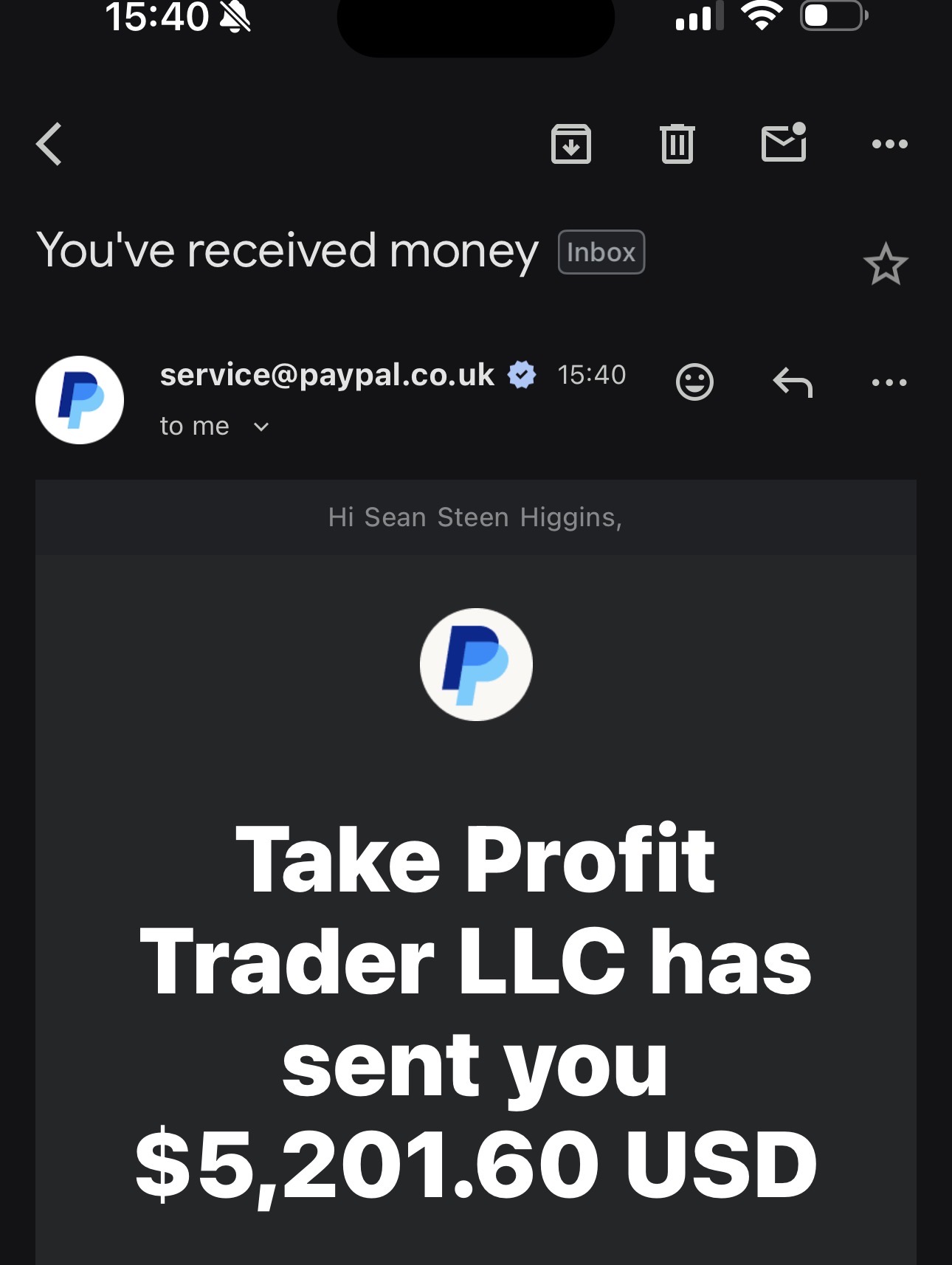 PayPal payout received — $4,227.20